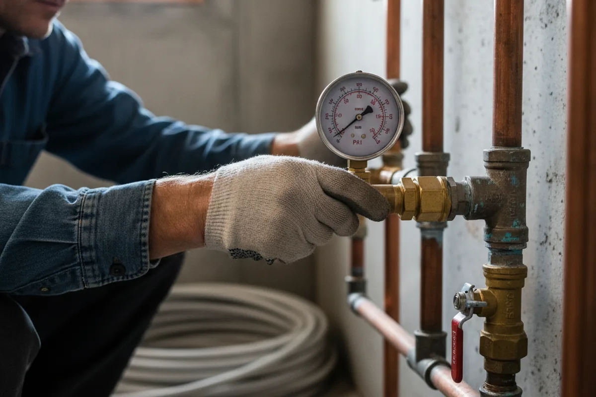 Pressure testing a repaired line during Water Line Repair in Loretto